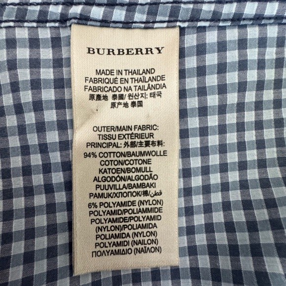 Burberry Brit Gingham Check Short Sleeve Button Down Shirt Size M Baby Blue - Picture 5 of 9